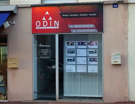 Signalétique Odin Immobolier réalisé par La Parade - strategie & design maker freelance