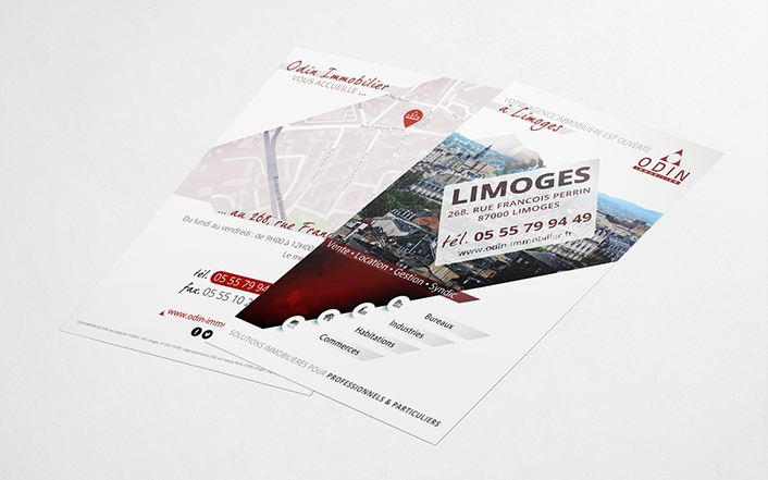 Flyers Odin immobilier réalisé par La Parade - strategie & design maker freelance